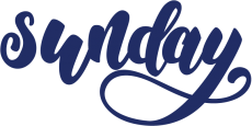 The word Sunday in a fun blue script